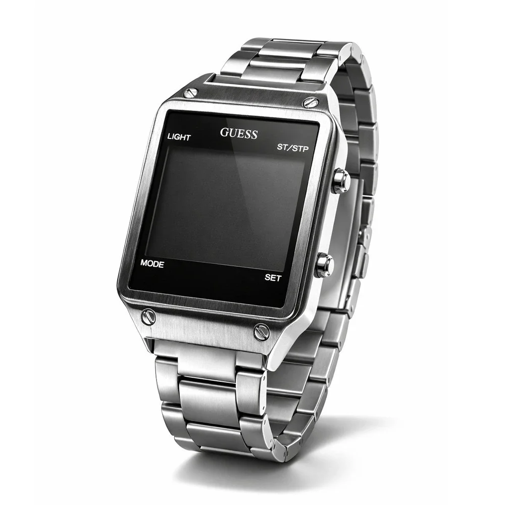 Guess Digital Stainless Steel Watch Square Black‎ Dial U0966G1